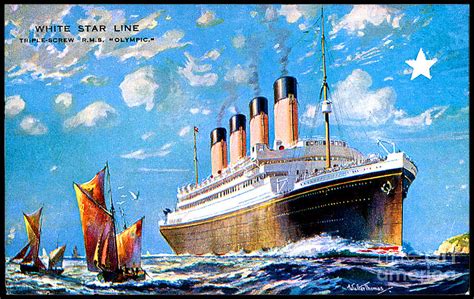 Rms Olympic Travel Postcard 1911 Painting By Walter Thomas Pixels