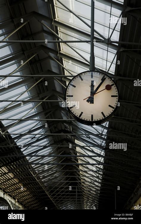 Railway Station Clock Stock Photo Alamy