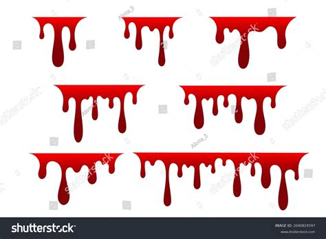 Blood Drip Cartoon Set Halloween Bloodstain Stock Vector Royalty Free