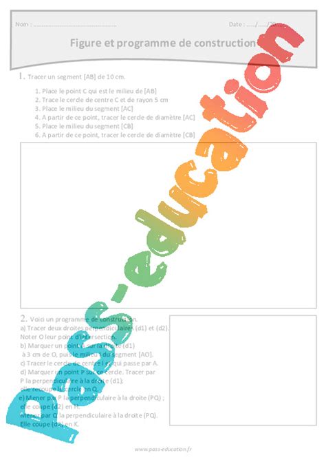 Programme Et Figure Cm2 Exercices De Construction Pdf à Imprimer