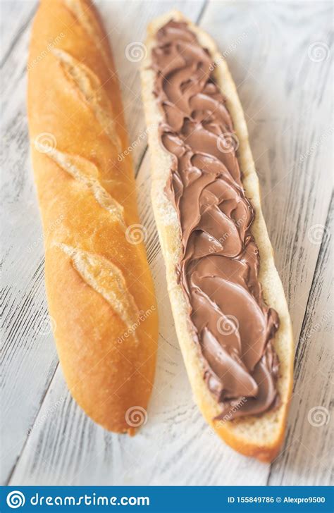 Baguette With Chocolate Cream Stock Photo Image Of Food Butter