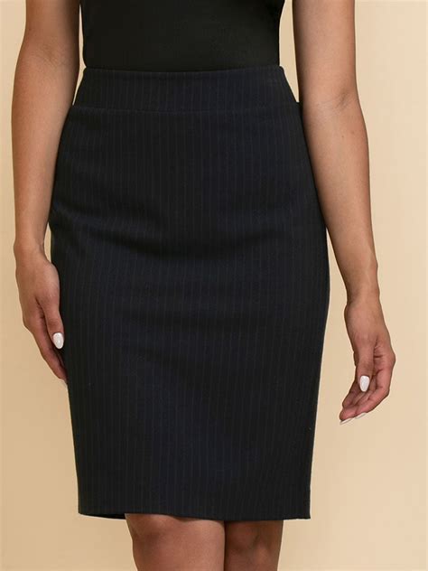 Basic Pencil Skirt In Pinstripe Luxe Tailored Rickis