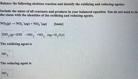 Solved Balance The Following Skeleton Reaction And Identify Chegg