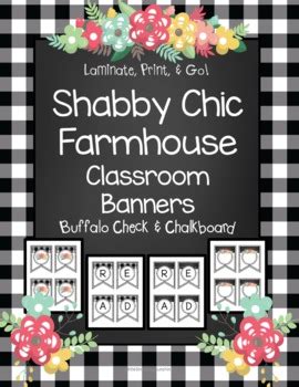 Shabby Chic Buffalo Check Chalkboard Classroom Banners Tpt