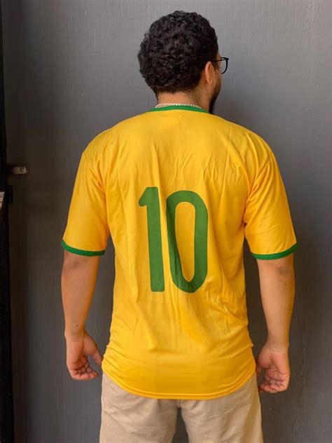 Camisa Brasil Trb Gola V C Nº10 Amarela Loucos Por Futebol Store