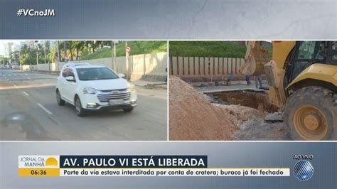 Trecho da Avenida Paulo VI segue interditado para ônibus após buraco