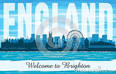 Brighton United Kingdom City Skyline Vector Silhouette Cartoondealer