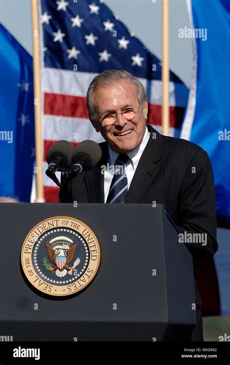 Secretary Of Defense Donald Rumsfeld Delivers Remarks During The