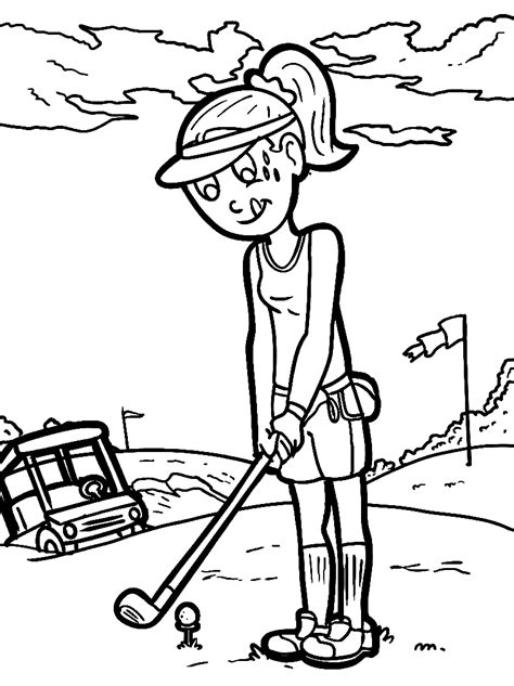 Girl Playing Golf Coloring Page Free Printable Coloring Pages