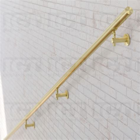 Wall Mounted Hand Rail Bracket Gold Brushed IGT Glass Hardware