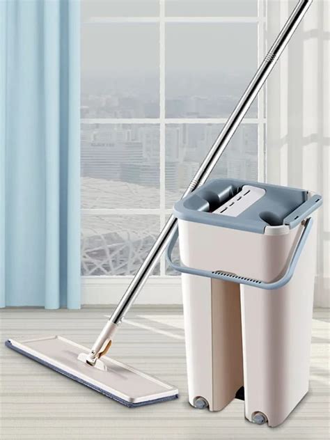 Hand Free Wringing Floor Cleaning Mop Wet Or Dry Usage Magic Automatic