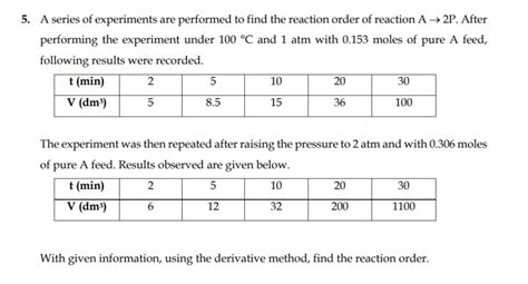 Solved 5. ﻿A series of experiments are performed to find the | Chegg.com 
