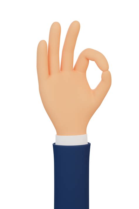 Cartoon Hand Showing An Okay Sign 3d Hand Gesture Okay 3d Illustration 3d Render 8507040 Png