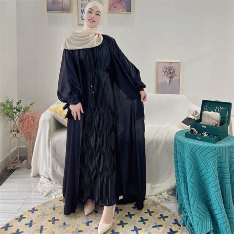 Loriya Abaya Women Muslim Dress Dubai New Design Pleated Long