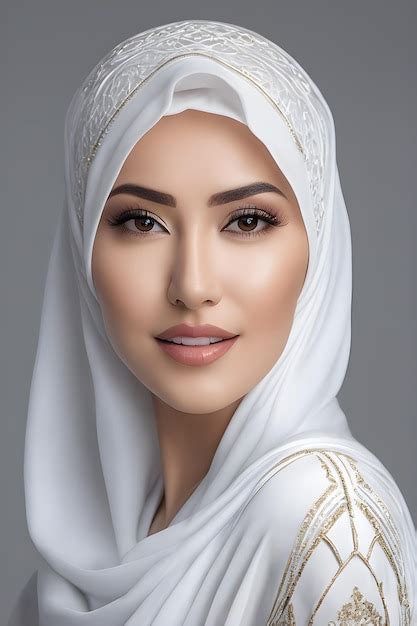 Premium Ai Image Beautiful Woman Wearing White Hijab Elegant Hijab