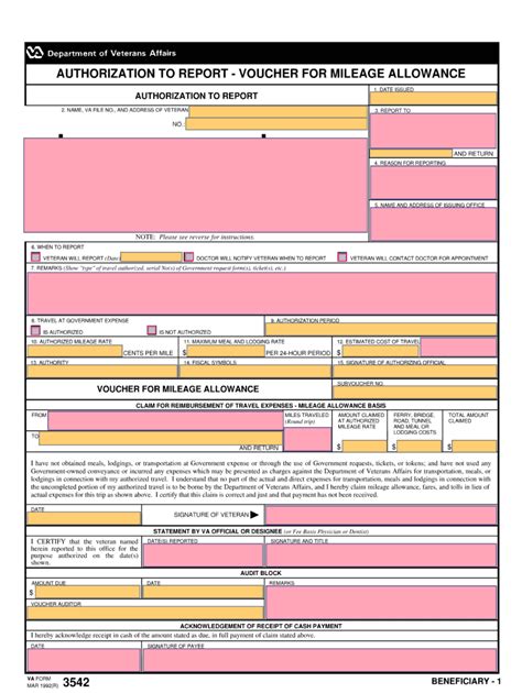 Va Form 10 3542 Printable