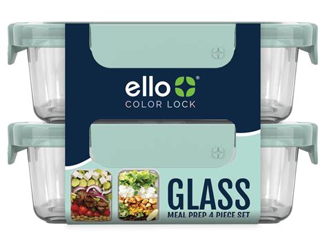 Ello 3 4 Cup Duraglass Glass Containers And Plastic Locking Lids Set Of 2