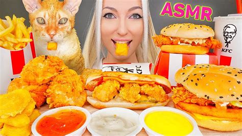 Asmr Eating Kfc Fried Chicken Burger Fries Cheese 후라이드 치킨 햄버거