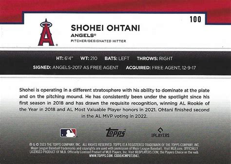 2023 Topps Flagship Collection 100 Shohei Ohtani Trading Card Database