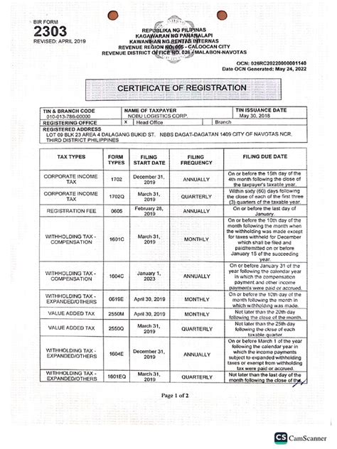 Bir Form 2303 Pdf