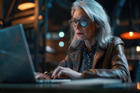 Shot Of An Attractive Mature Businesswoman Working On Laptop In Her Workstation Premium AI