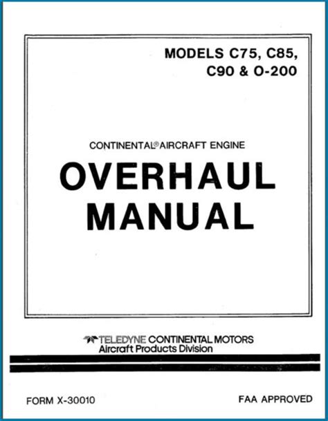 Continental Engines C75 C85 C90 O200 Service Overhaul Operator Parts