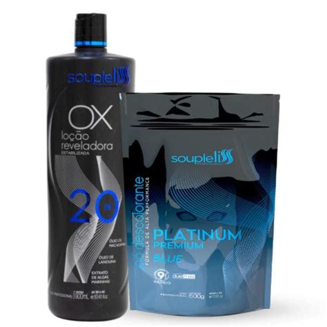 Kit Pó Descolorante Blue E Ox 20 Vol Loção Reveladora Soupleliss