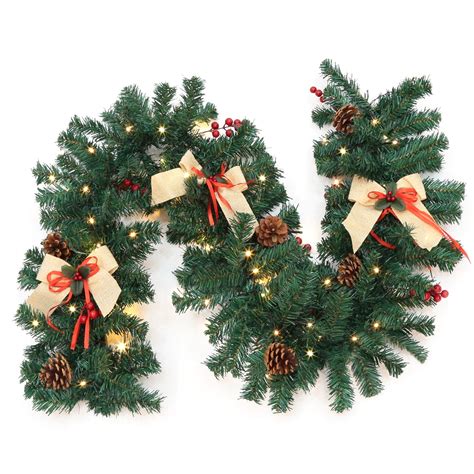 6 Ft Christmas Garland With Lights Battery Operated Pre Lit Garland