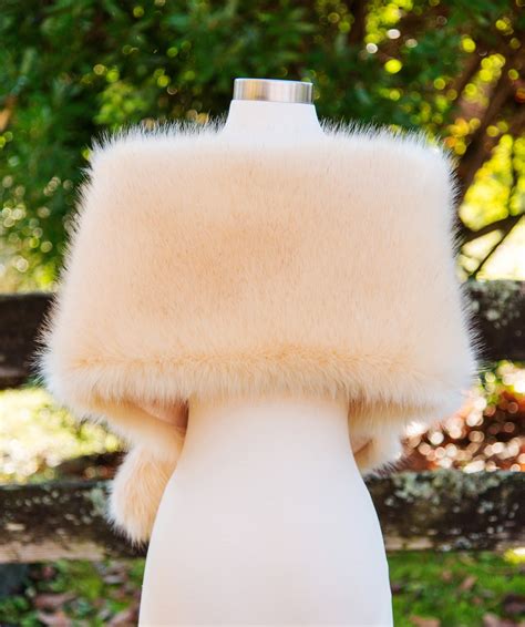 Champagne Faux Fur Bridal Wrap Faux Fur Shawl Faux Fur Stole Etsy