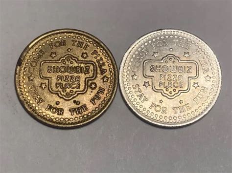 NICKEL AND BRASS Showbiz Pizza Place Chuck E Cheese Tokens 4 77