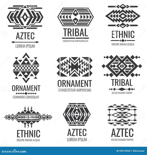 Mexican Aztec Symbols. Vintage Tribal Vector Ornaments Stock Vector ...