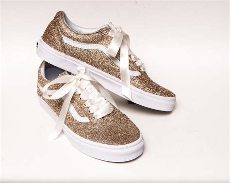 Champagne Gold Glitter Vans Old Skool Sneakers In 2020 With Images