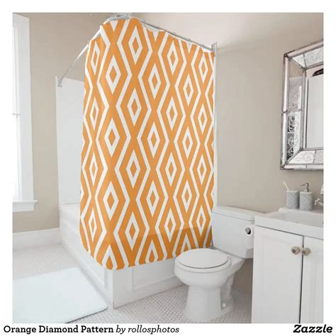 🔸 Orange Geometric Shower Curtains Shower Curtain Mosaic