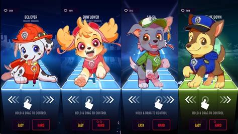 Paw Patrol Team In Dancing Sky Game Marshall Vs Skye Vs Rocky Vs