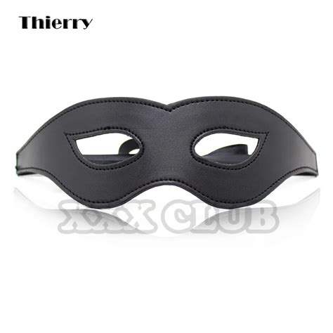 Thierry Black Pu Leather Blindfolds Sexy Eye Mask Bondage Tease Sex Aid