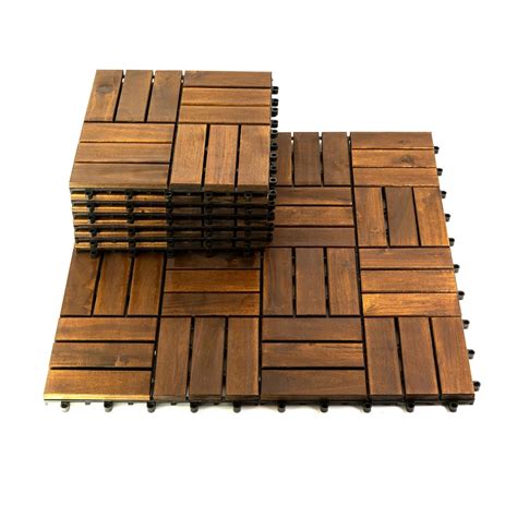 Amazon Wellco Acacia Wood Deck Tiles 12 12 Pack Of 10