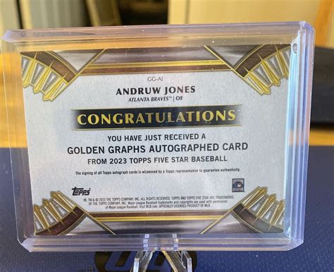 Topps Five Star Golden Graphs Autograph Andruw Jones Braves