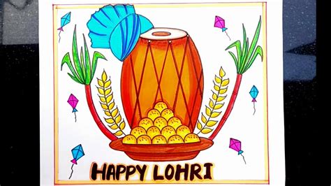 Happy Lohri Drawing Lohri Festival Drawing Easy Steps How To Draw Lohri