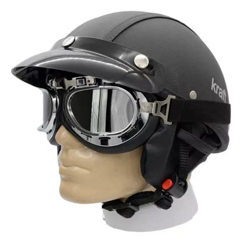 Capacete De Moto Com Oculos - Capacete Coquinho Moto Elétrica Scooter Com Óculos Premium Cor Preto ...