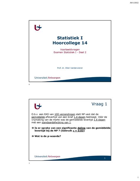 Statistiek I Hc Voorbeeldvragen Per