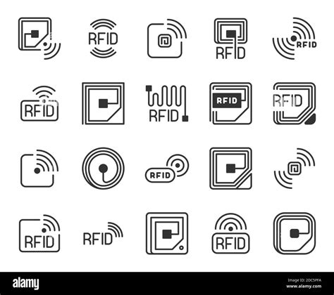 Rfid Icons Radio Frequency Identification Label Tag Chip And Antenna