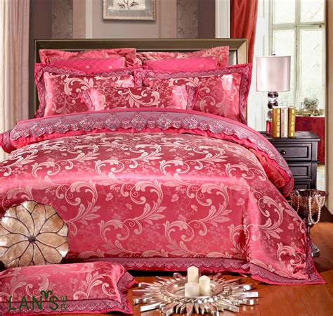 2016 Super Shiny Luxury Jacquard Satin 4pcs Bedding Sets Lace Edage