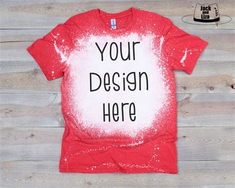 Red Bleached Gildan Softstyle Tshirt Mockup Red Bleach Etsy