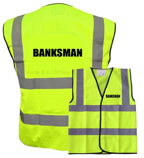 Banksman Pre Printed Hi Vis Safety Vest Waistcoat En Iso 20471 Simply Hi Vis Clothing Uk