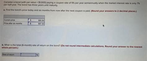 Solved Consider A Bond With Par Value 1000 Paying A