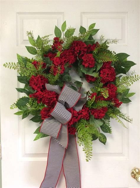 Front Door Summer Wreath Red Geranium Door Wreath Porch Etsy Canada