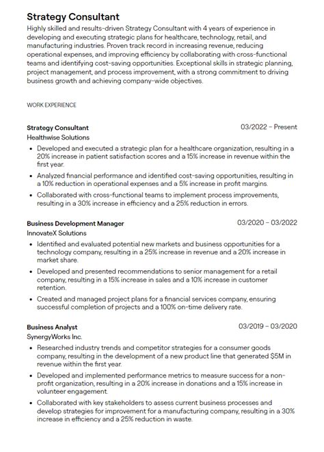 Strategy Consultant Resume Examples With Guidance