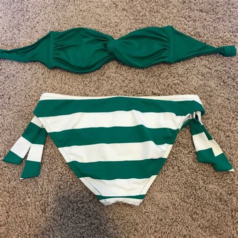 Mossimo Supply Co Swim Green And White Strapless Bikini By Mossimo Poshmark