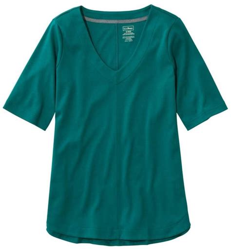 Ll Bean Llbean Womens Pima Cotton Tee V Neck Tunic Cotton Tee