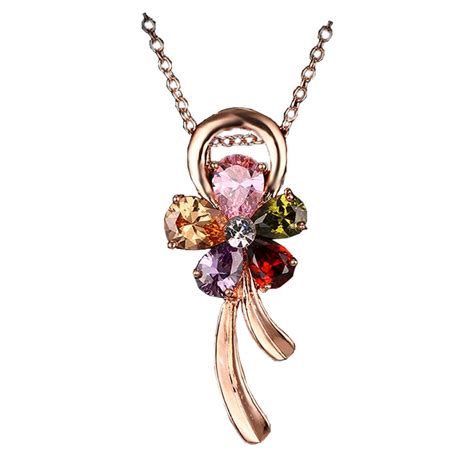 Bettyue Merk Mode Nieuwe Charme Bloem Hanger Multicolor Zirkoon Rose